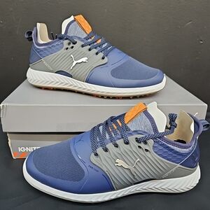 PUMA Ignite PWRADAPT Caged Men's Golf Shoes US 8 Gray Blue